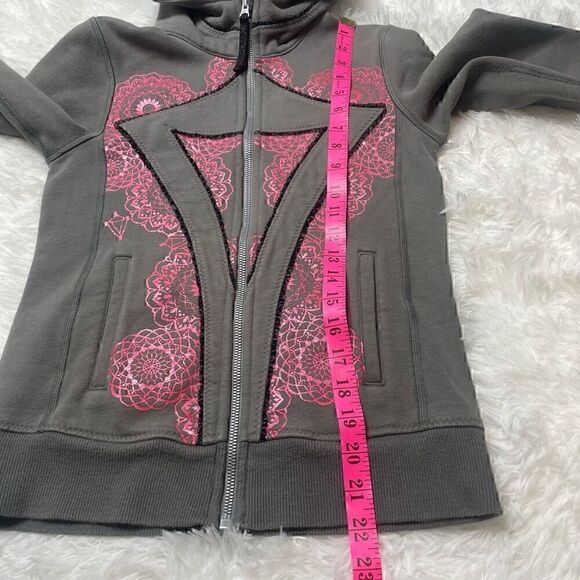 Ivivva Girls Size 10 Gray Pink Full Zip Scuba Hoodie SweatshirtâJacketâCoat - Picture 11 of 13